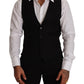 Elegant Black Virgin Wool Dress Vest
