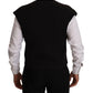 Elegant Black Wool Cotton Dress Vest