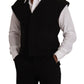 Elegant Black Wool Cotton Dress Vest