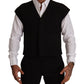Elegant Black Wool Cotton Dress Vest