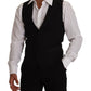 Elegant Black Wool Blend Dress Vest