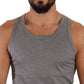Elegant Melange Grey Tank Top T-Shirt