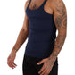 Elegant Dark Blue Cotton Tank Top