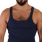 Elegant Dark Blue Cotton Tank Top