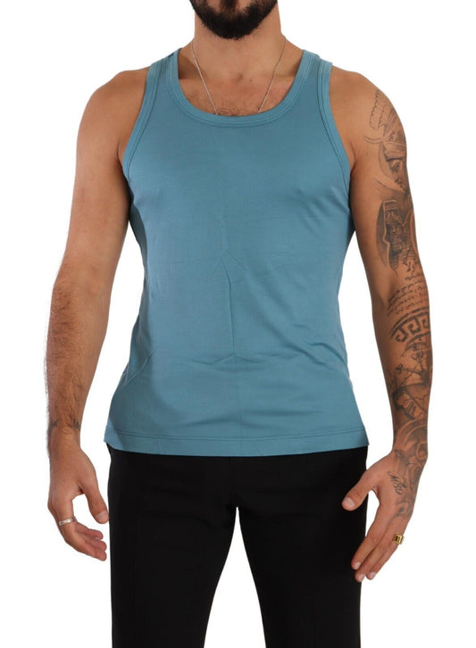 Elegant Light Blue Silk Blend Tank Top