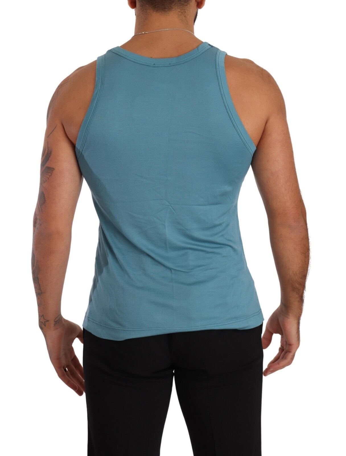 Elegant Light Blue Silk Blend Tank Top