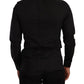Elegant Slim Fit Black Cotton Silk Dress Shirt