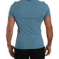 Elegant Blue Cotton Blend Round Neck Tee