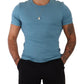 Elegant Blue Cotton Blend Round Neck Tee
