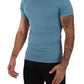 Elegant Blue Cotton Blend Round Neck Tee