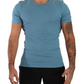 Elegant Blue Cotton Blend Round Neck Tee