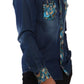 Peacock Print Cotton Denim Button-Down Shirt