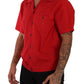Radiant Red Cotton Button-Down Shirt