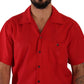 Radiant Red Cotton Button-Down Shirt