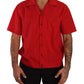 Radiant Red Cotton Button-Down Shirt