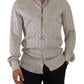 Sleek Metallic Grey Silk Dress Shirt
