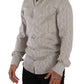 Sleek Metallic Grey Silk Dress Shirt