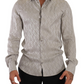 Sleek Metallic Grey Silk Dress Shirt
