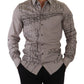 Elegant Gray Logo Print Cotton Shirt
