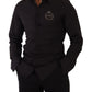 Elegant Black Cotton Dress Shirt with Embroidery