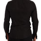 Elegant Black Cotton Dress Shirt with Embroidery