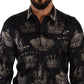Slim Fit Crown Print Silk Shirt