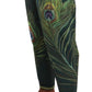 Elegant Tapered Cotton Pants with Peacock Feather Print