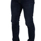 Elegant Slim Fit Dark Blue Denim