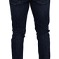 Elegant Slim Fit Dark Blue Denim