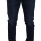 Elegant Slim Fit Dark Blue Denim