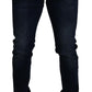 Elegant Slim Fit Dark Blue Skinny Jeans