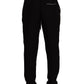 Elegant Silk Jogging Pants with White Stripe Detail
