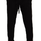 Elegant Silk Jogging Pants with White Stripe Detail