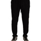 Elegant Silk Jogging Pants with White Stripe Detail