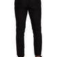 Elegant Black Floral Brocade Dress Pants
