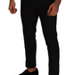 Elegant Black Floral Brocade Dress Pants