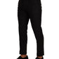 Elegant Black Floral Brocade Dress Pants