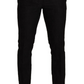 Elegant Black Floral Brocade Dress Pants