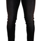 Sleek Striped Black Slim Fit Denim