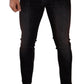 Sleek Striped Black Slim Fit Denim