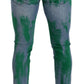 Chic Skinny Denim Jeans in Blue Green Wash