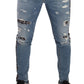Elegant Slim Fit Denim with Leopard Details