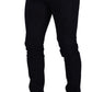 Elegant Slim-Fit Dark Blue Denim Jeans
