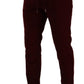 Elegant Bordeaux Velvet Dress Trousers