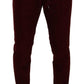 Elegant Bordeaux Velvet Dress Trousers