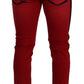 Chic Red Slim Fit Denim