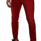 Chic Red Slim Fit Denim