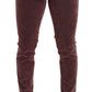 Chic Pink Slim-Fit Cotton Velvet Jeans