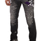Elegant Gray Distressed Denim Jeans