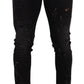 Elegant Skinny Fit Paint Splatter Jeans